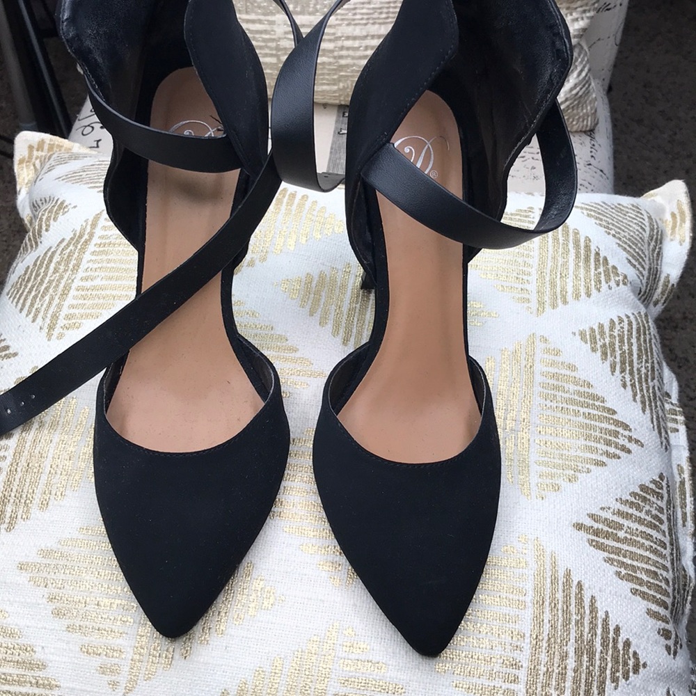 Suede Wrap Around Ankle Shoes